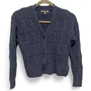 Madewell Blue Cropped Cable Knit Cardigan Size Small